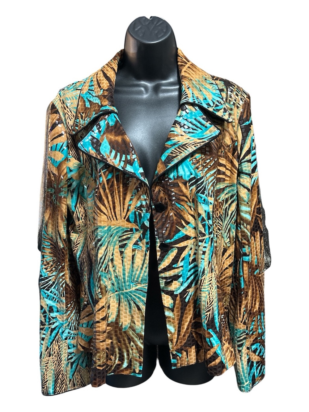 CLARA S (Clara Sunwoo) Tropical Sequin-Wet Look Jacket - Picture 5 of 6